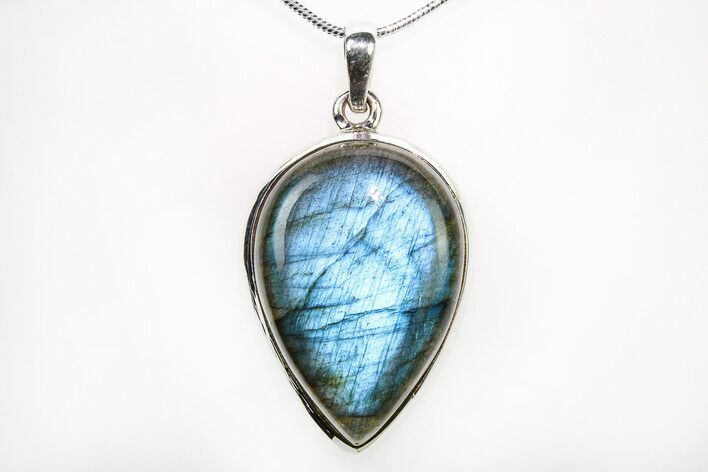 Brilliant Blue Labradorite Pendant with Chain #321648